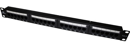 Патч-панель Datarex DR-4003, 19", 1U, 24xRJ45, кат.6, неэкр., чёрный