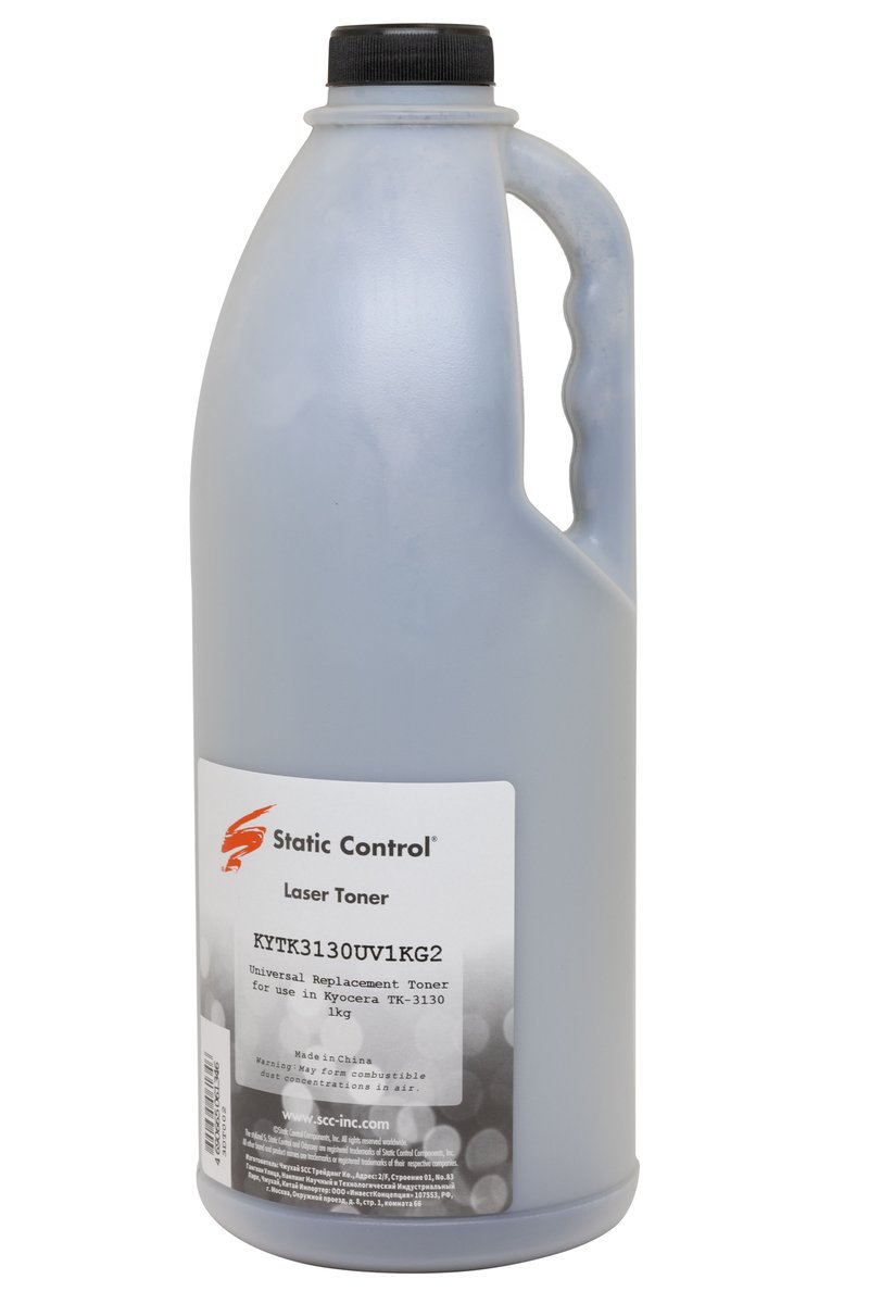 Тонер Static Control KYTK3130UV1KG2, черный, флакон 1000 г, для Kyocera FS-4100DN/4200DN/4300DN