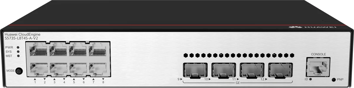 Коммутатор Huawei S5735-L8P4S-A-V2, 8×1GbE PoE+, 4×SFP