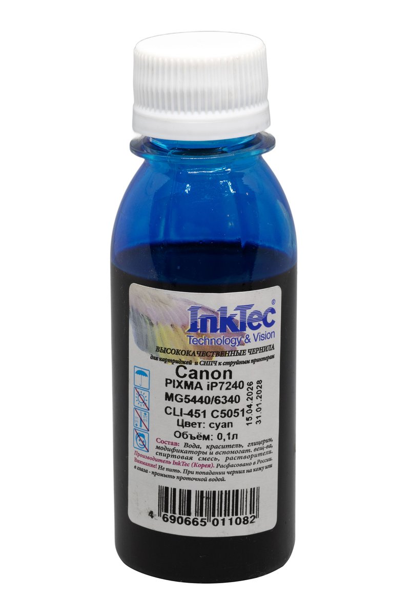 Чернила Inktec CLI-451, для Canon PIXMA IP7240/MG5440/6340, C, 0,1л