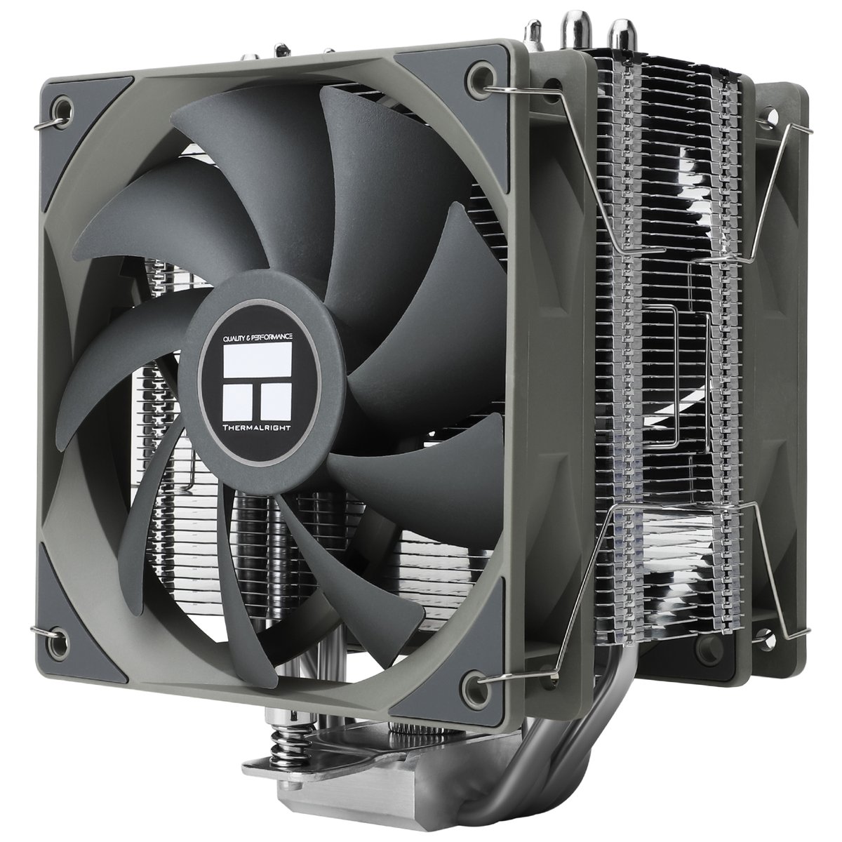 Кулер для процессора/ CPU Cooler Thermalright Assassin Spirit 120 V2 PLUS  (4-pin PWM, 154mm, Al/Cu, 4x6mm, 2x120mm, 66.17/58CFM, 25.6dBA, 1500RPM, S: 1851/1700/1200/115X, AM5/AM4, silver, black, grey)