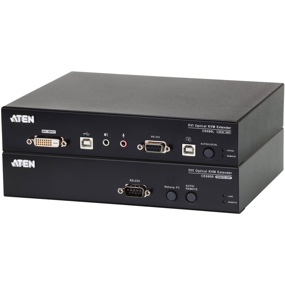 KVM-удлинитель ATEN CE680, DVI-D + аудио + RS232, оптика 20 км, 1U