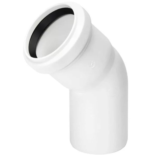 Отвод PRO AQUA STPL1005845, 50 мм, 45°, PP, раструбный
