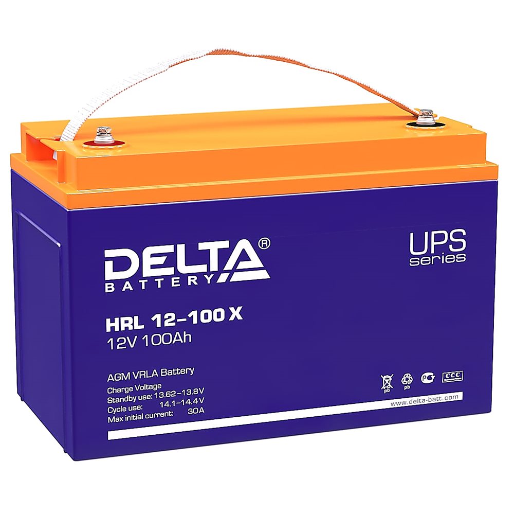 Аккумулятор Delta HRL 12-100 X, 12В, 100Ач, AGM