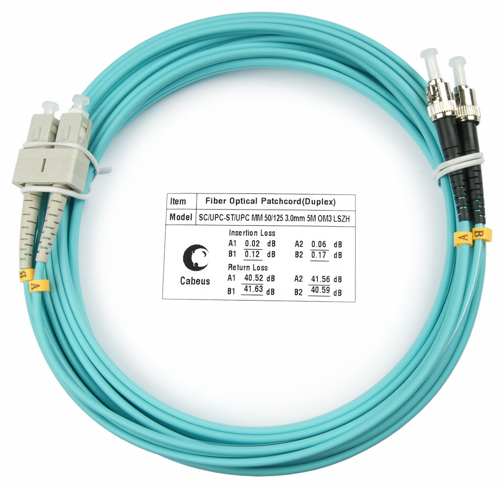 Патч-корд оптический Cabeus FOP-50-SC-ST-10m, MM, SC-ST, 50/125, 10м