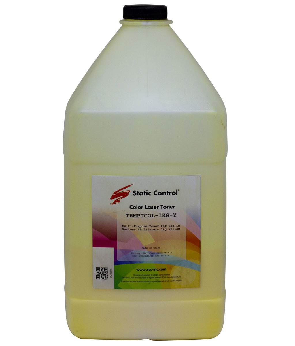 Тонер Static Control TRMPTCOL-1KG-Y, жёлтый, флакон 1000 г