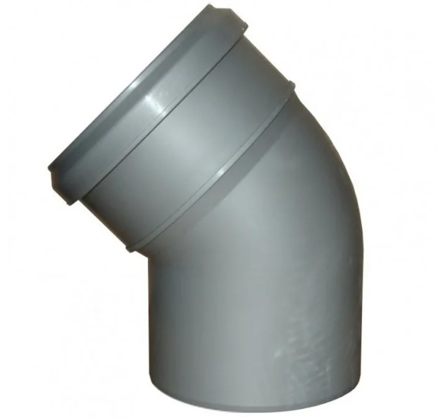 Отвод PRO AQUA 100745, 75 мм, 45°, раструбный, PP, серый