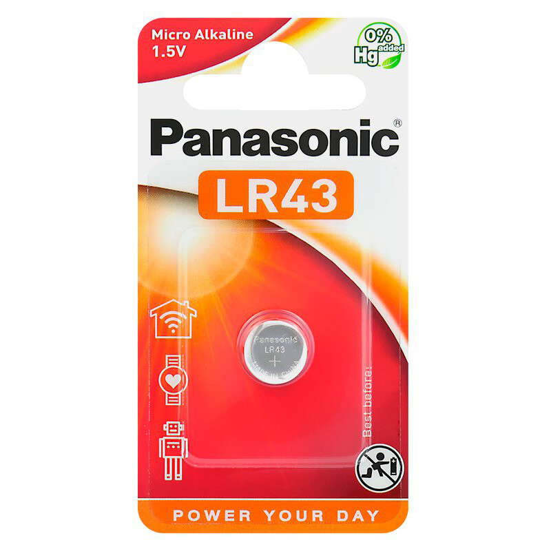 Батарейка Panasonic LR43EL/1B, щелочная, LR43, 1.5В