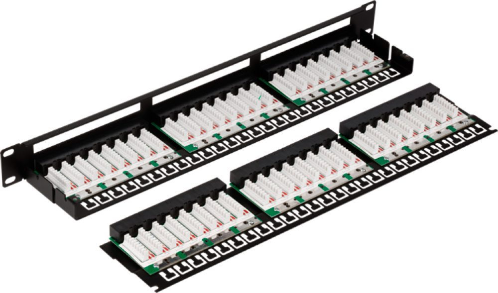 Патч-панель Lanmaster TWT-PP48/1U-U5E, 19" 1U, 48×RJ45, кат.5e UTP