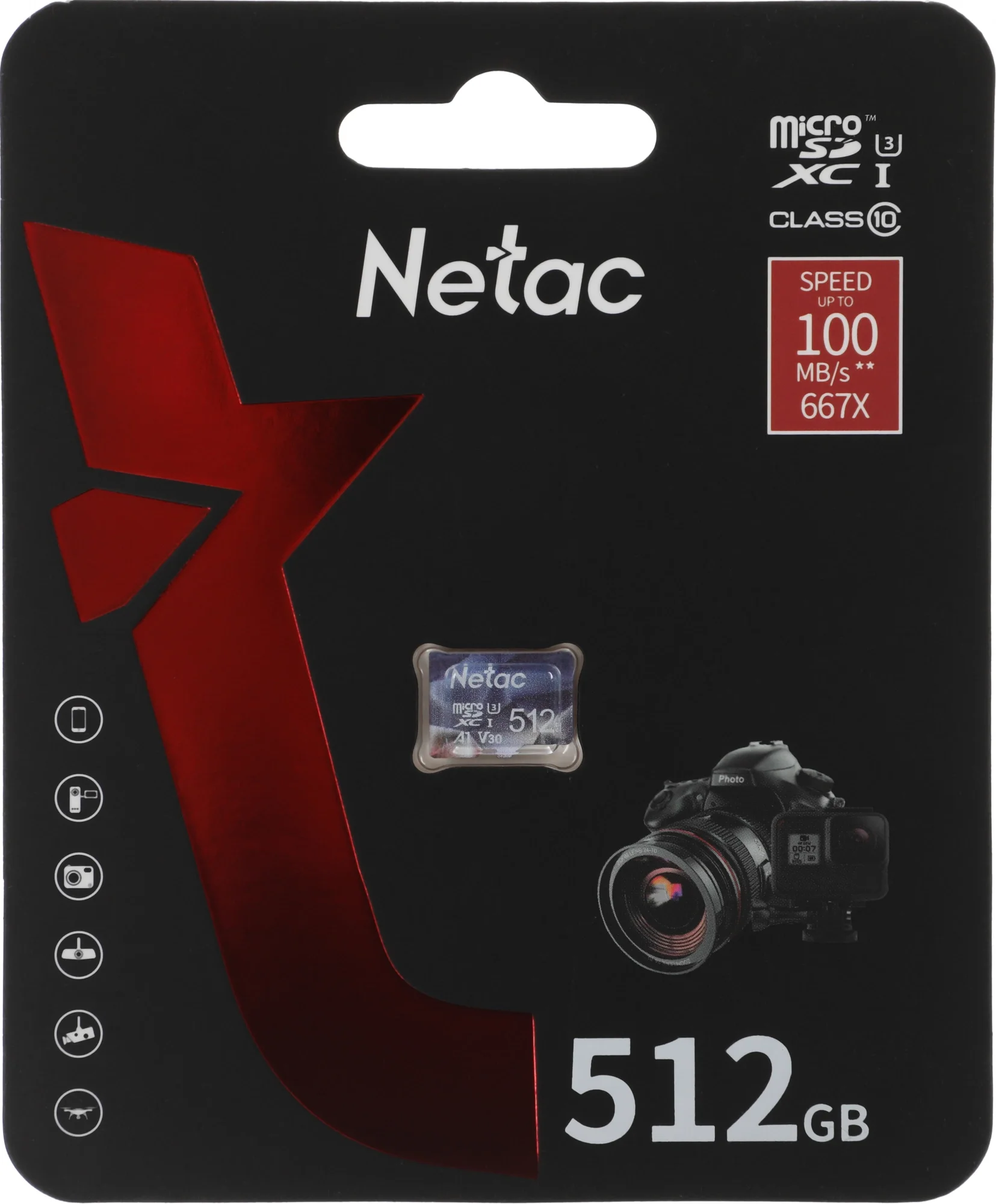 Карта памяти Netac NT02P500ULT-512G-S, microSD 512GB, Class 10