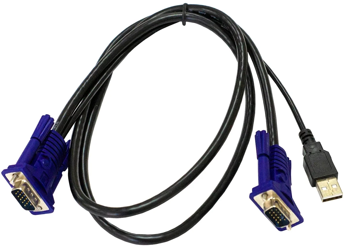 Кабель KVM ORIGO OKVMCU/A1A, VGA-USB, 1,8 м, черный