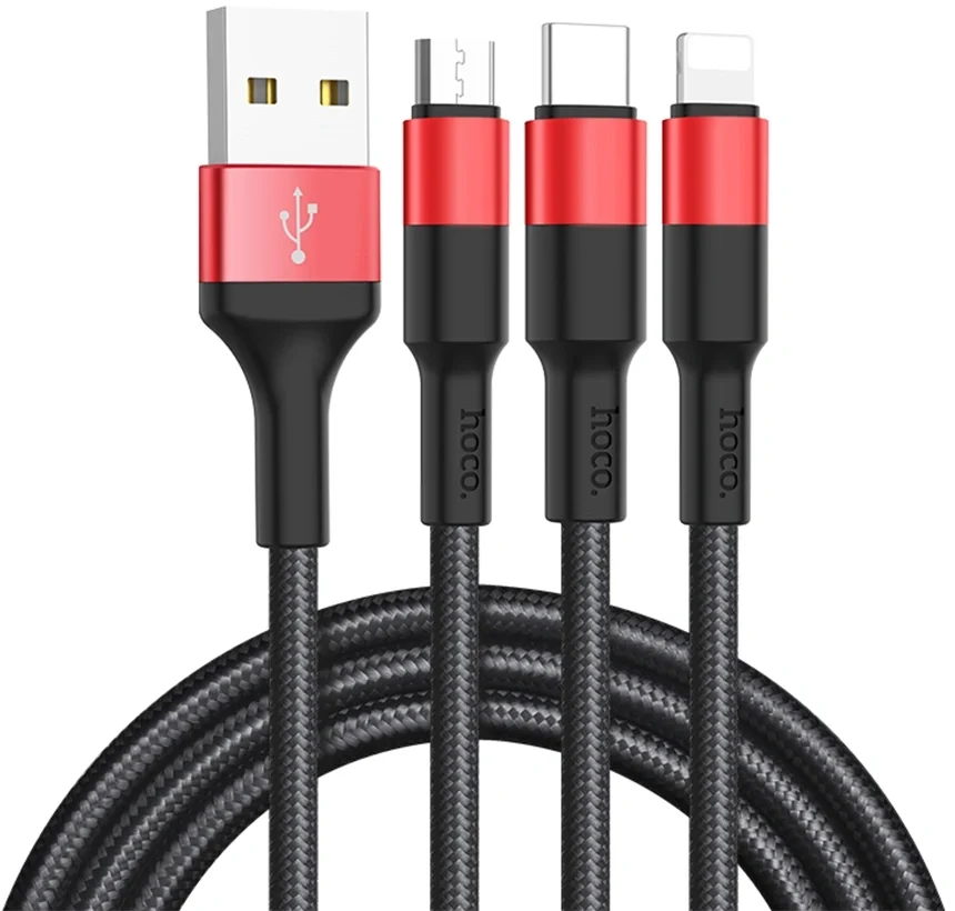 Кабель Hoco X26 Xpress one 80282, USB/Lightning/Type-C/microUSB, 1м