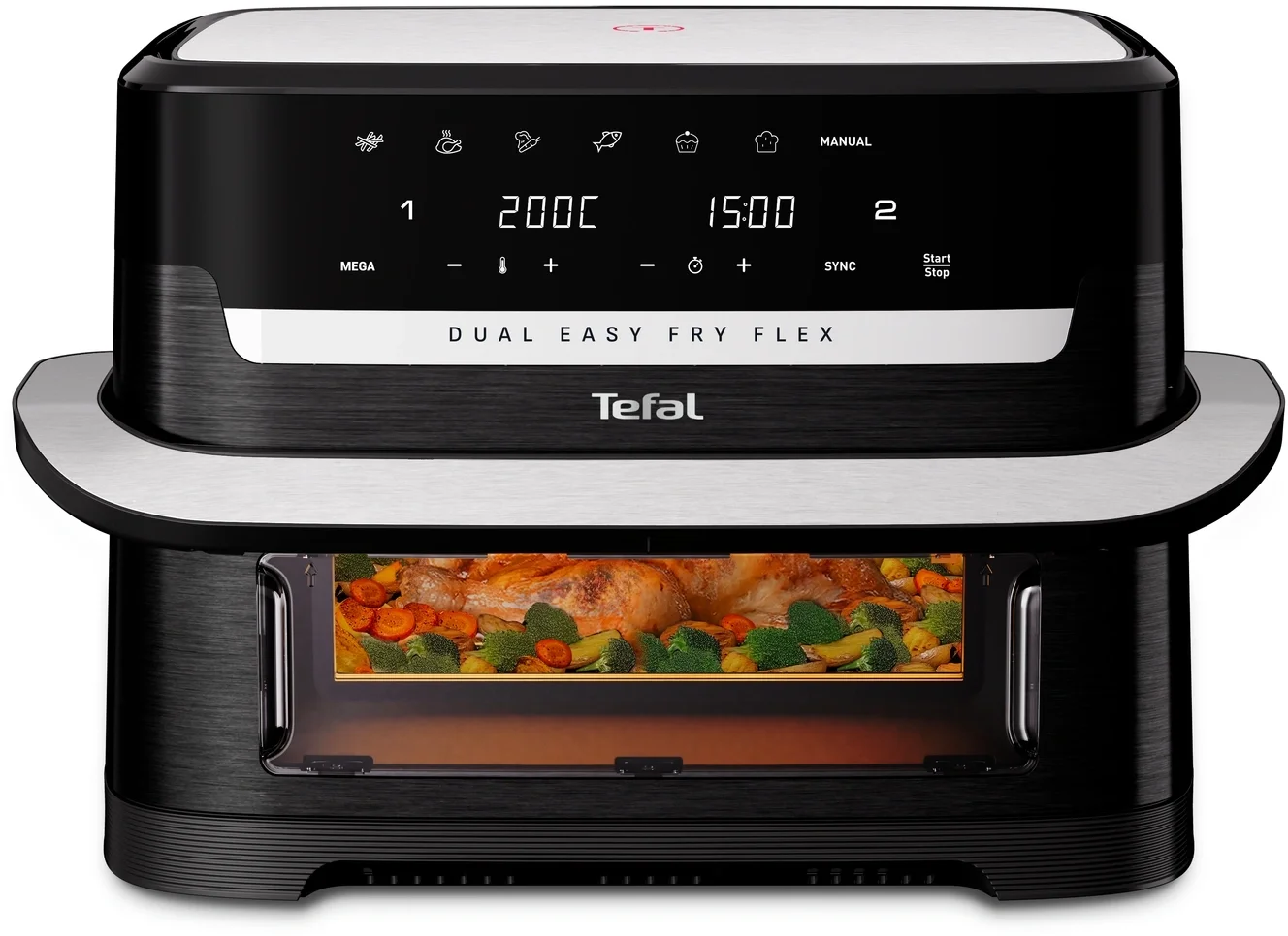 Аэрогриль TEFAL Dual Easy Fry Flex EY9228E0 (1510003154), 9 л, 2700 Вт, 6 программ
