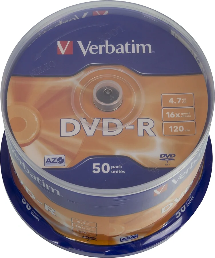 Диск DVD-R Verbatim 43548, 4.7 ГБ, 16x, 50 шт на шпинделе