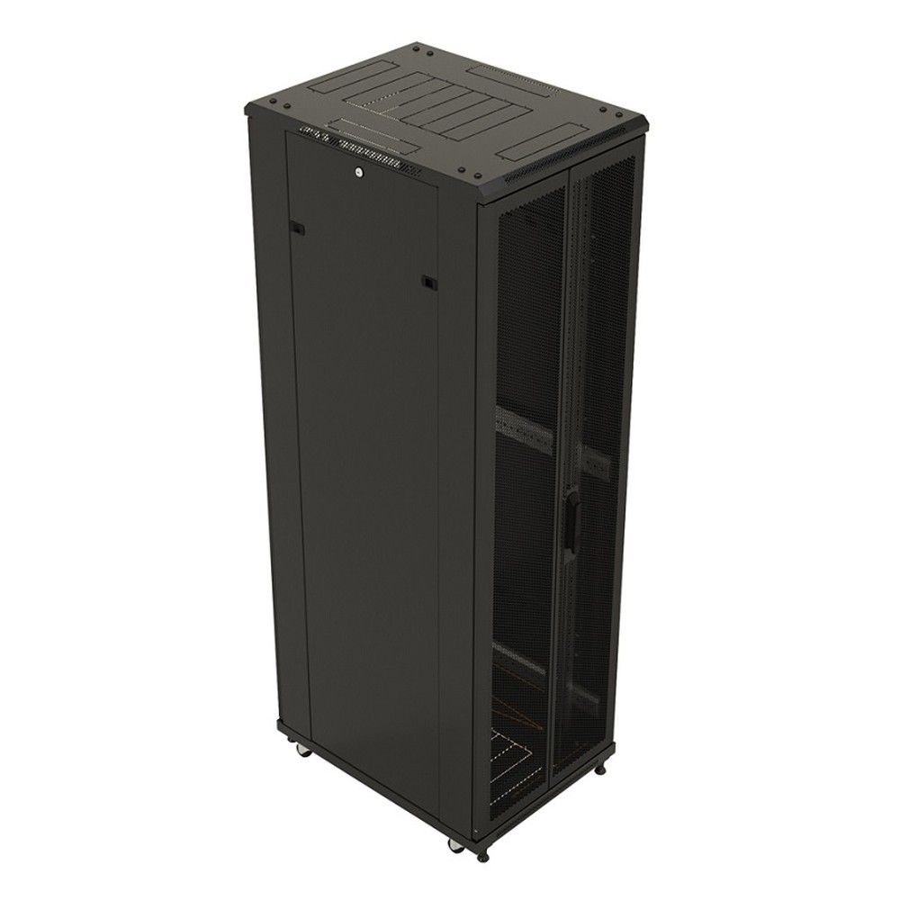 Шкаф Hyperline TTB-4282-DD-RAL9004, 19", 42U, 800×1200мм, перф. двери, черный