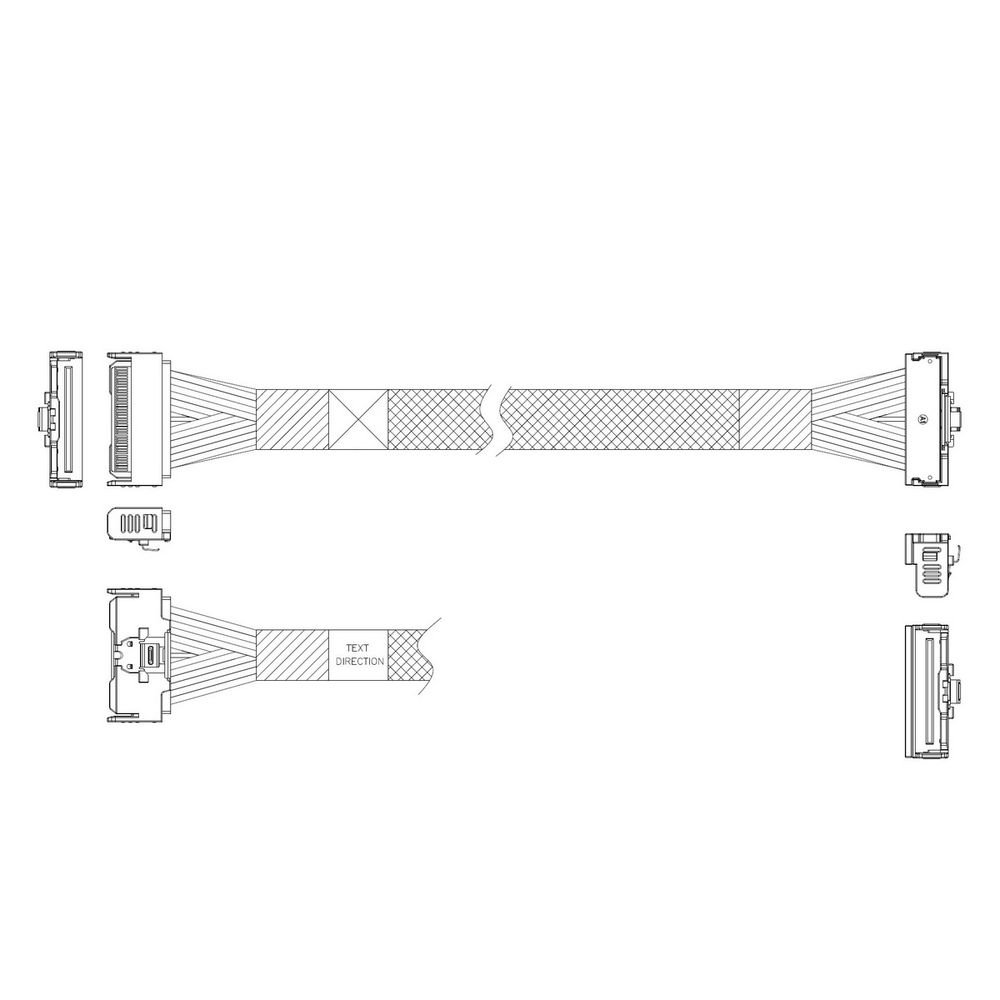 Кабель Luxshare L285MM004-SD-R, MCIO x8 74P — MCIO x8 74P, 0.8 м, 32 Гбит/с