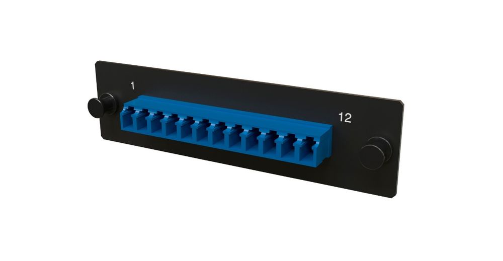 Панель Hyperline FO-FPM-W120H32-12LC-BL, 12 LC duplex, одномод OS1/OS2, 120×32 мм