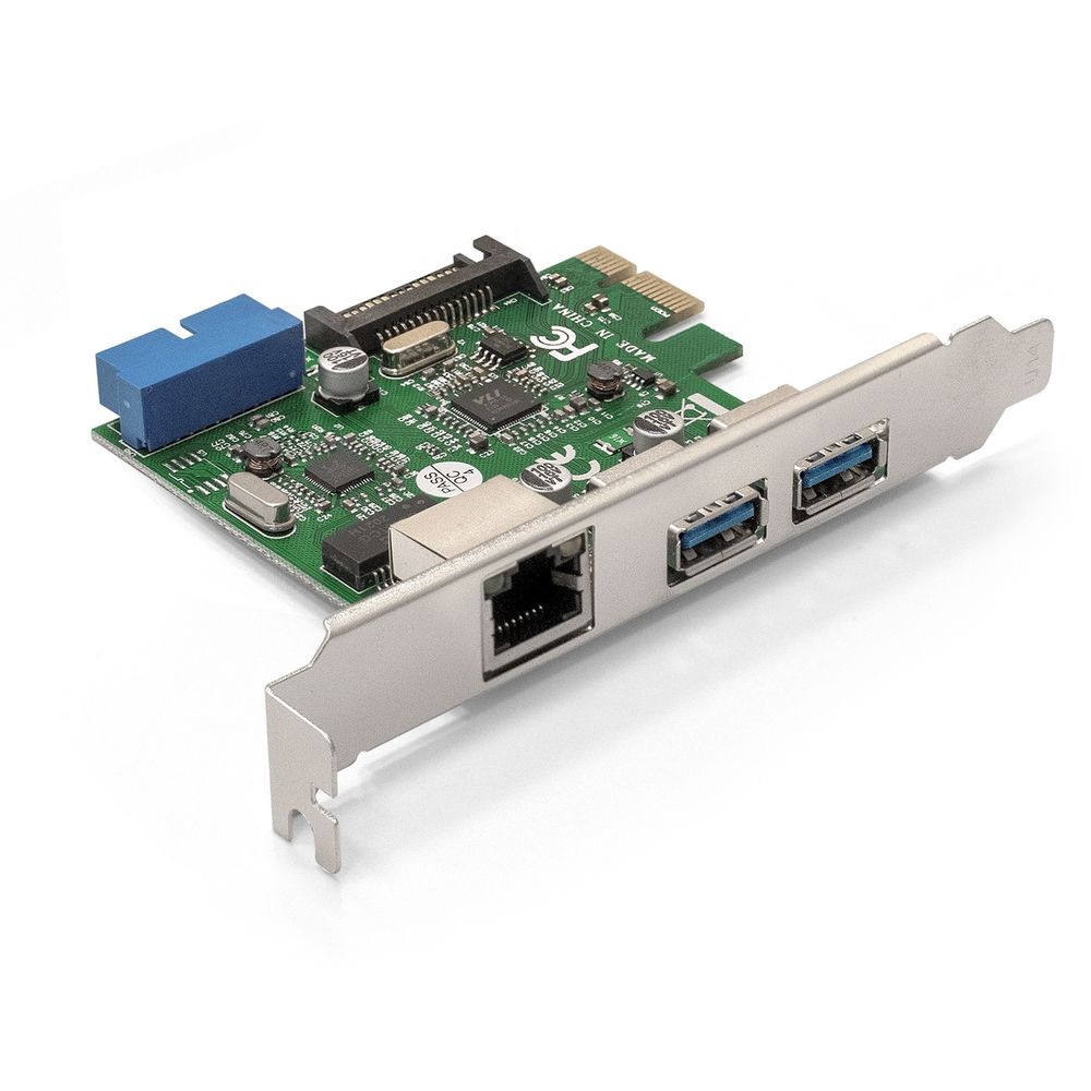 Контроллер Exegate EX290278RUS, PCI-E x1, 2×USB3.0, LAN 1GbE