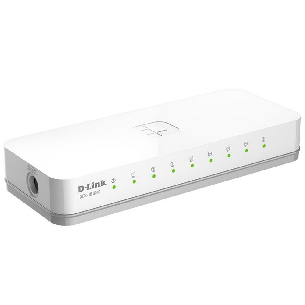 Коммутатор D-Link DES-1008C/B1A, 8×100Мб, неуправляемый