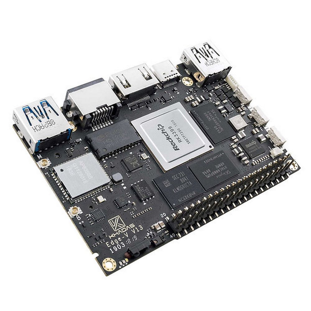 Одноплатный компьютер Khadas Edge-V Pro KEGV-P-002, Rockchip RK3399, 32ГБ eMMC