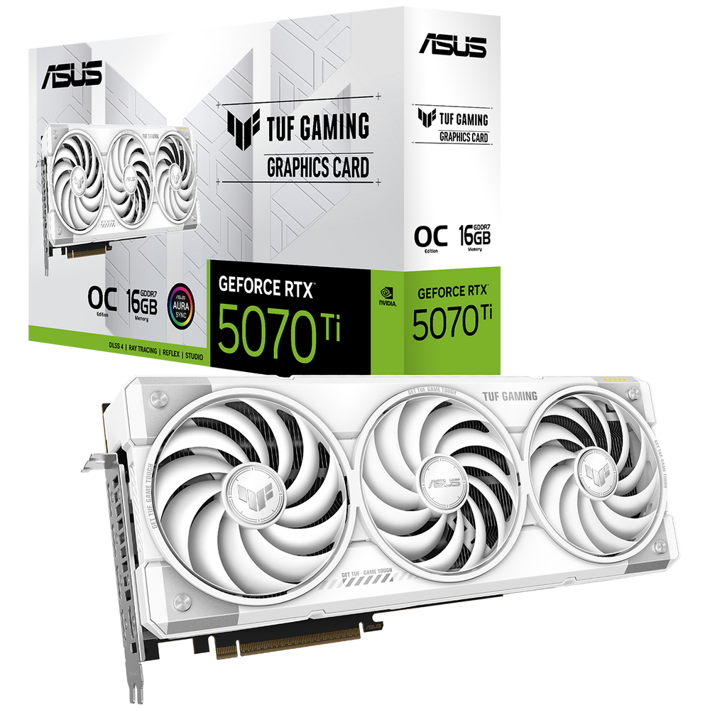 Видеокарта ASUS TUF-RTX5070TI-O16G-WHITE-GAMING, RTX 5070 Ti, 16GB GDDR7