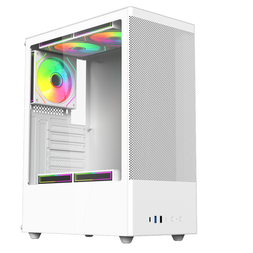Корпус ACD Citadel 108W (AH-SI2G0W-00), Middle Tower, ATX, Mesh, Type-C, белый