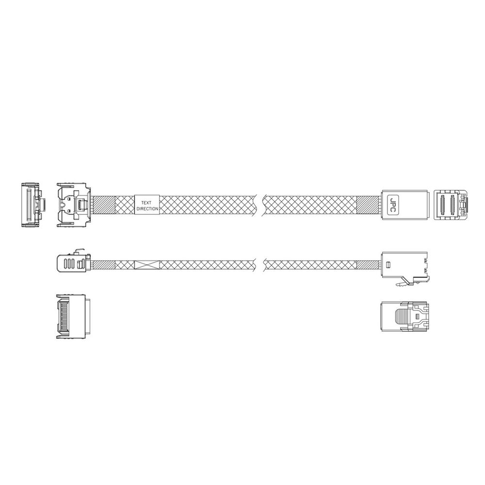 Кабель JPC P731IDN00800-1, MCIO x4 — HD MiniSAS 4i, 0.8 м