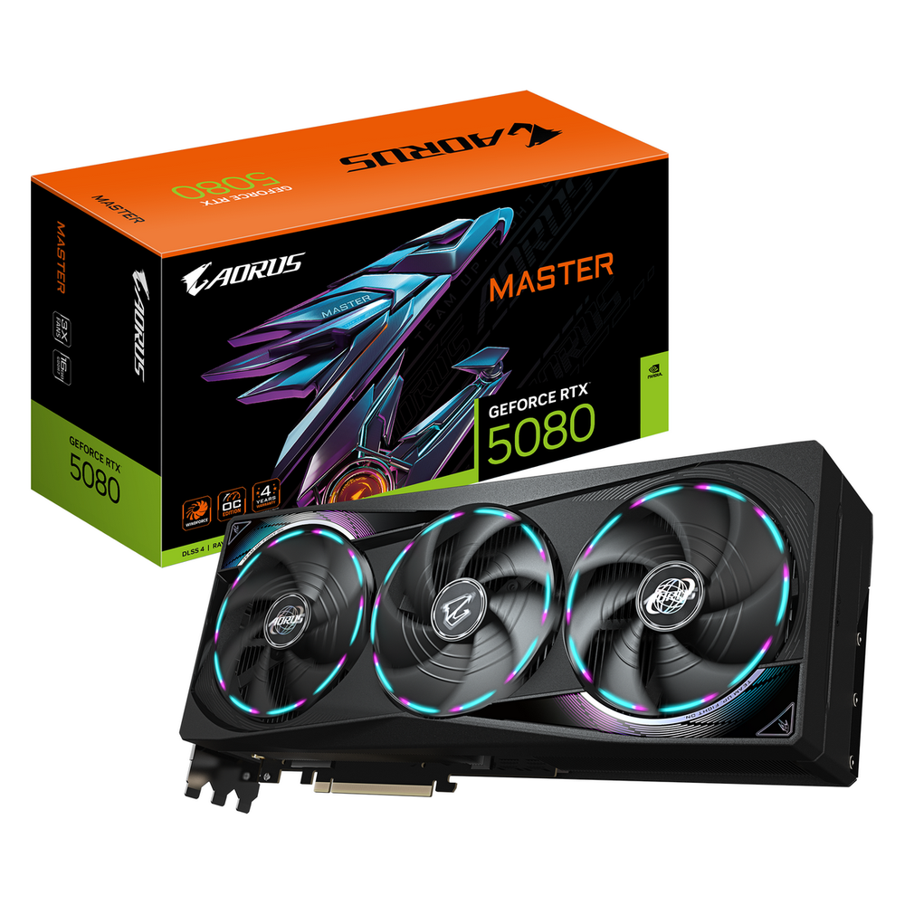 Видеокарта AORUS GV-N5080AORUS M-16GD, RTX 5080, 16ГБ GDDR7, 256-бит