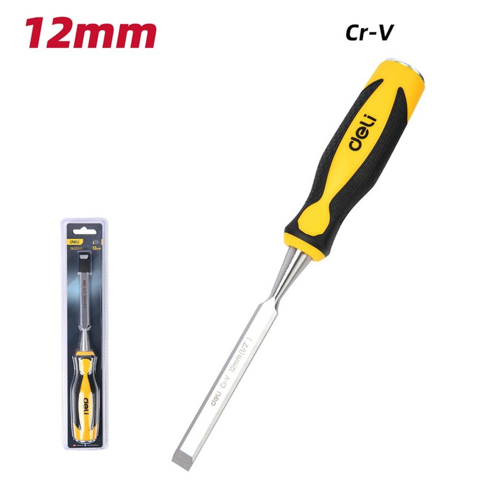 Стамеска DELI DL6212-E1, плоская, 12 мм, 140 мм, Cr-V