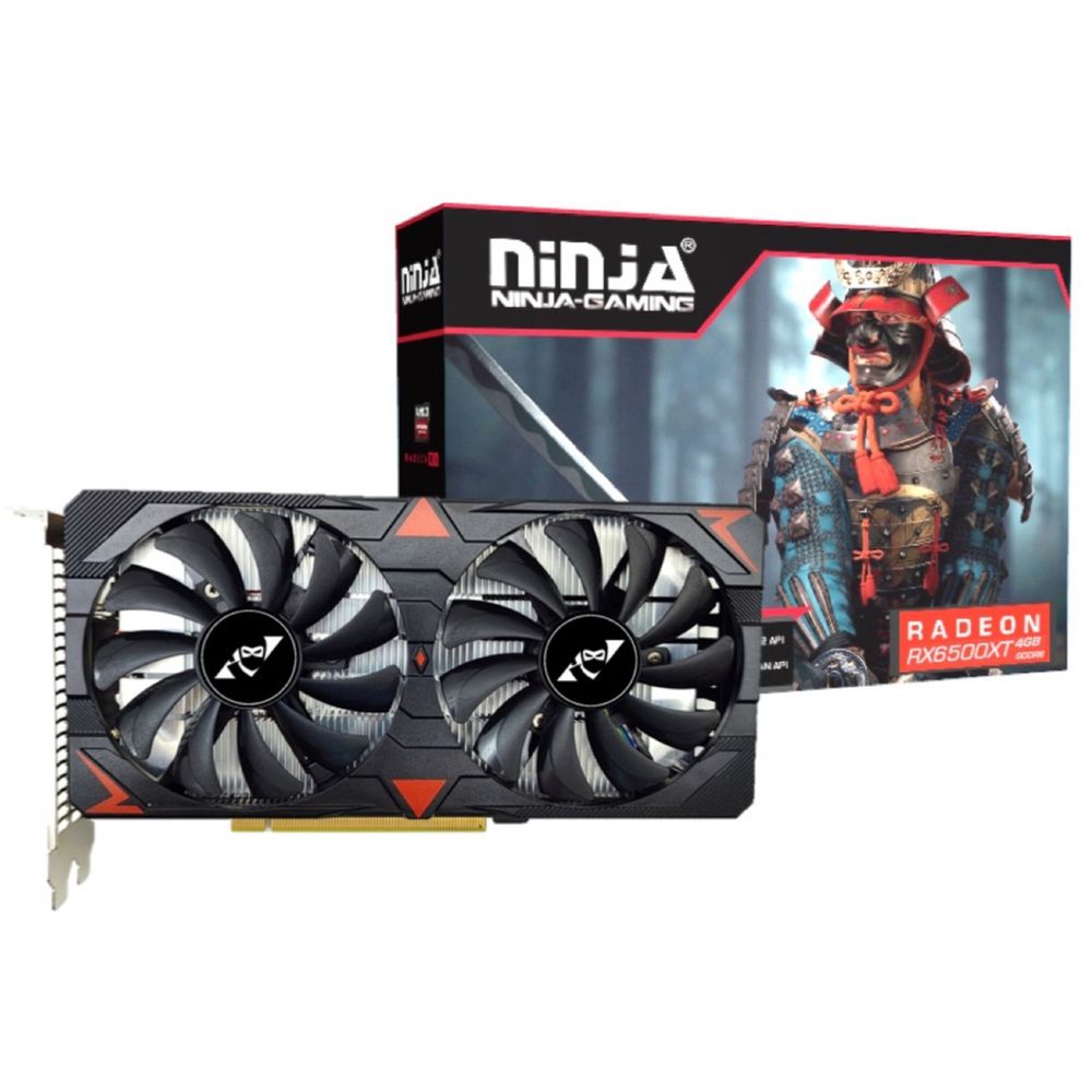Видеокарта Ninja AF65XTF46F, AMD Radeon RX 6500XT, 4 ГБ GDDR6, 64 бит, 2 вентилятора