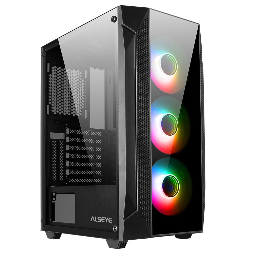 Корпус ALSEYE AS.07.0001, Phantom 1.0, ATX, Midi-Tower, черный