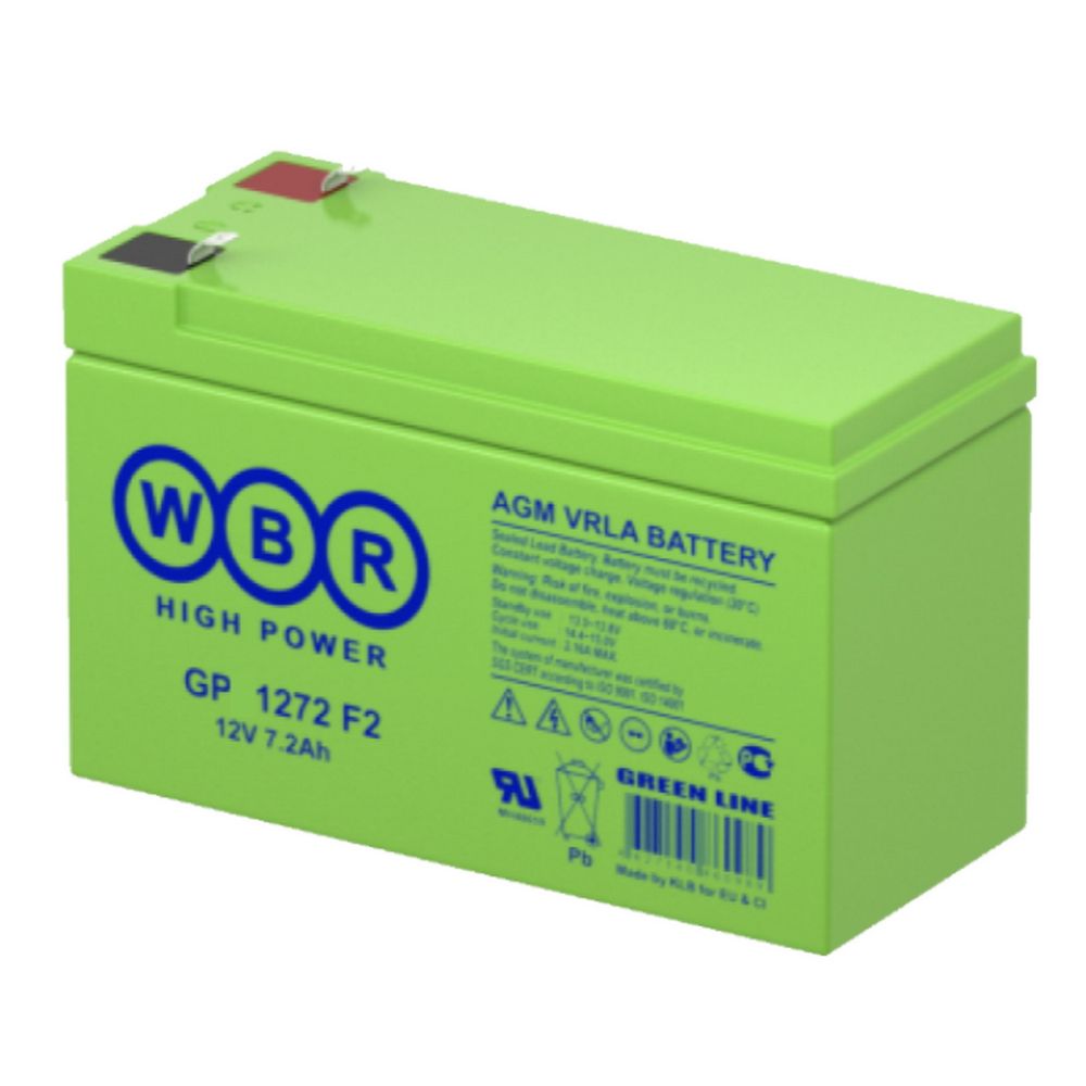 Аккумулятор WBR GP1272, 12 В, 7.2 А·ч, клеммы F2