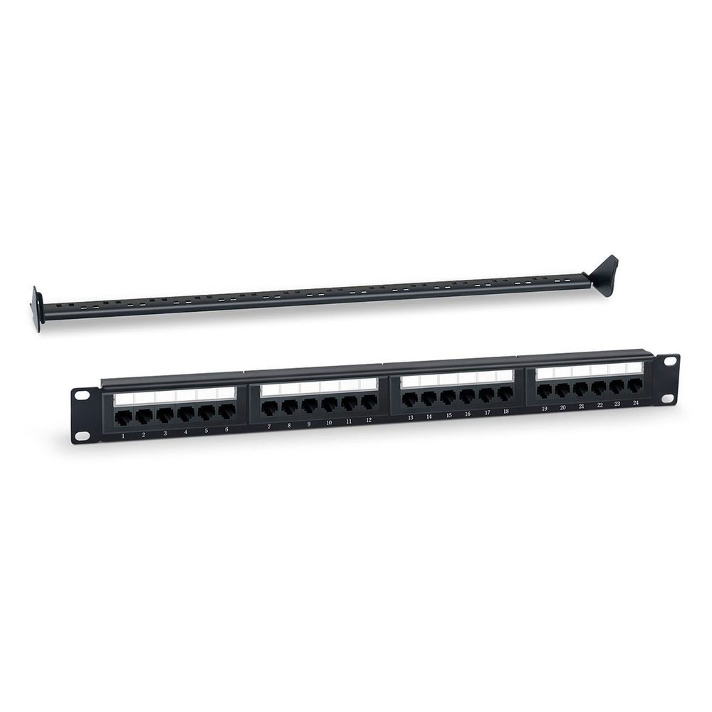 Патч-панель Hyperline WR-PL-24-C5E-D, 19" 1U, 24×RJ-45, Cat5e