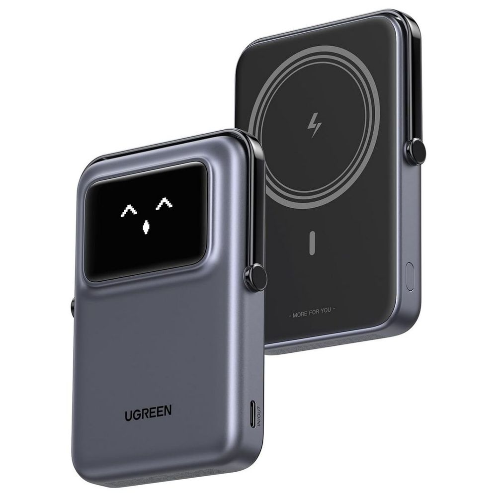 Внешний аккумулятор UGREEN PB571 (35605B), 5000 мА·ч, 20 Вт, USB-C, беспроводная зарядка