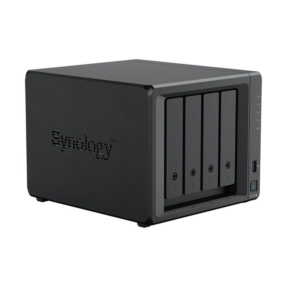 Synology DS423+ Сетевое хранилище NAS, слоты 4x2.5"/3.5" SATA3, 2xM.2-PCI-E, 2x1 Гбит/с, 2xUSB 3.X, Intel Celeron J4125/4x2 ГГц, DDR4 2Gb, 90W