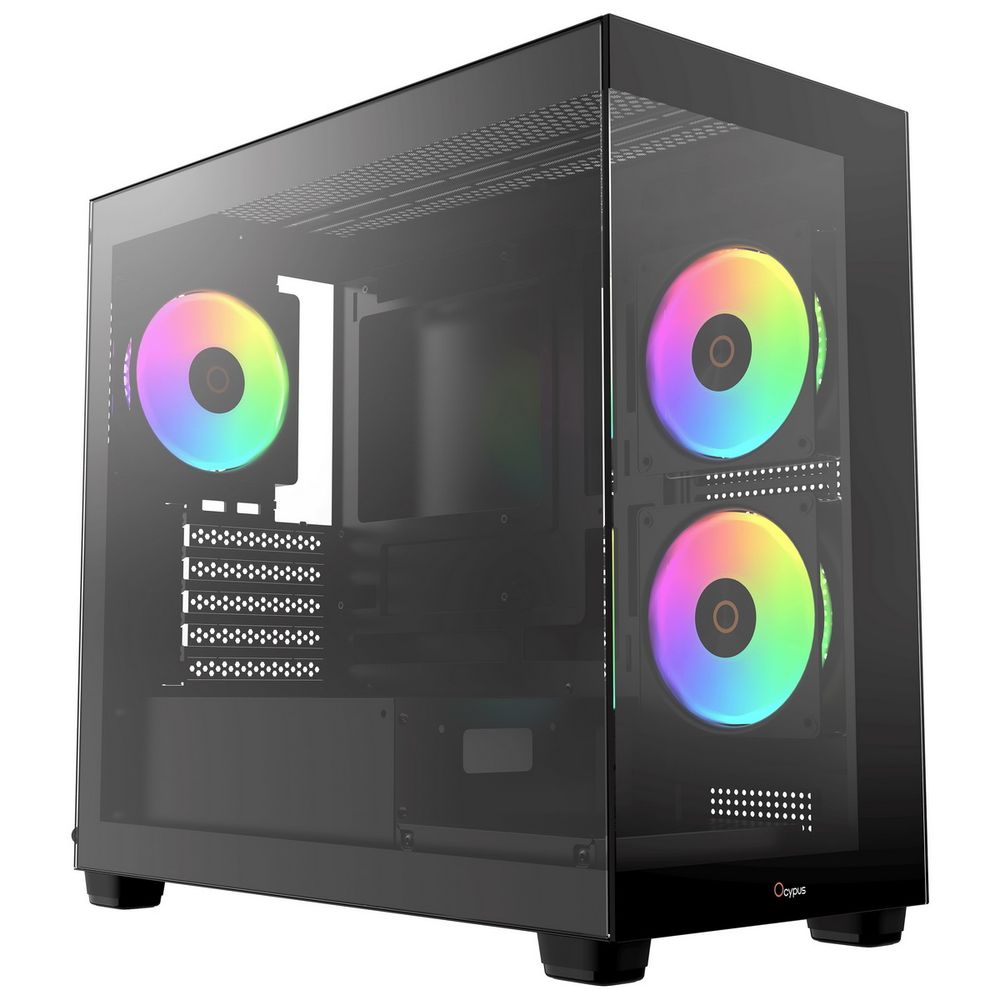 Корпус OCYPUS Gamma-C52-BKD300XX-GL, MiniTower, mATX, ARGB
