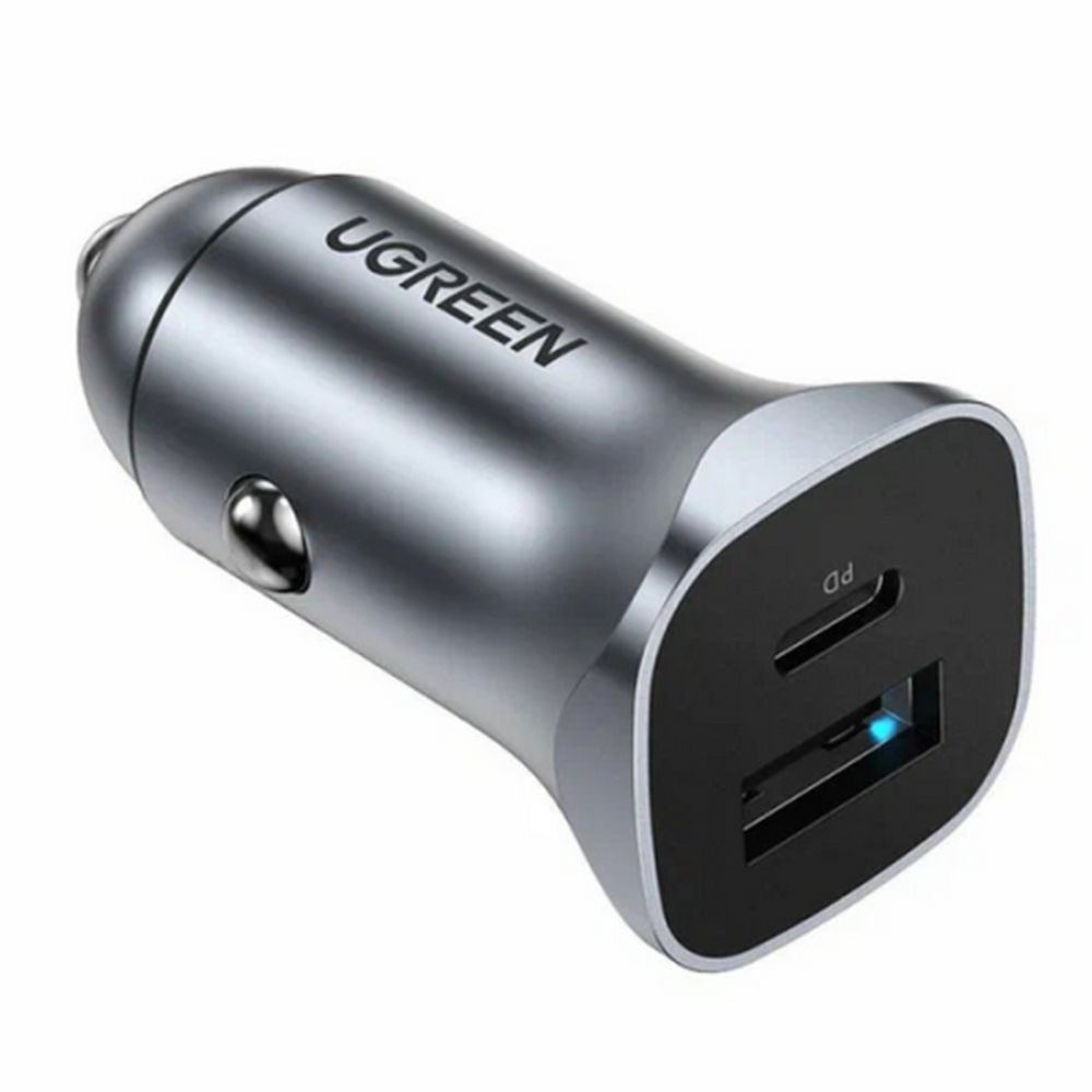 Автомобильное зарядное устройство UGREEN CD130 (40858) USB-C PD+USB-A QC 30W Fast Car Charger + SCP2 .5W. Цвет: серый