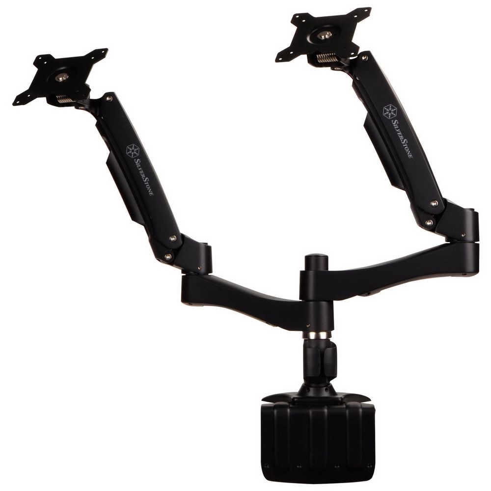 Кронштейн Silverstone SST-ARM22BC, 2 монитора 15–24", VESA 75×75/100×100, до 20 кг