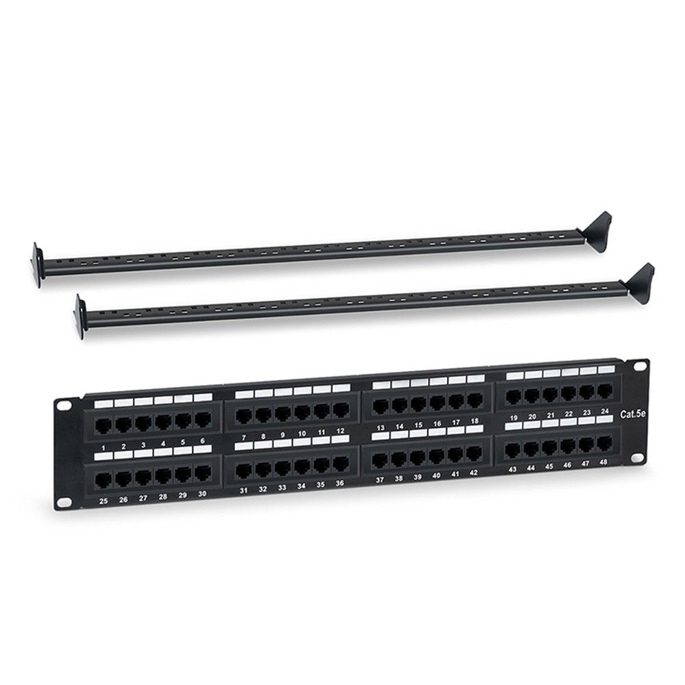 Патч-панель Hyperline WR-PL-48-C5E-D, 19", 2U, 48×RJ-45, Cat.5e
