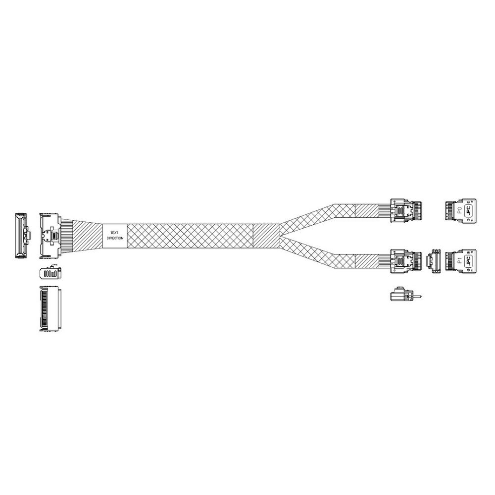 Кабель Luxshare L285MM011-SD-R, MCIO x8 – 2×Slimline SAS x4, 0.8 м