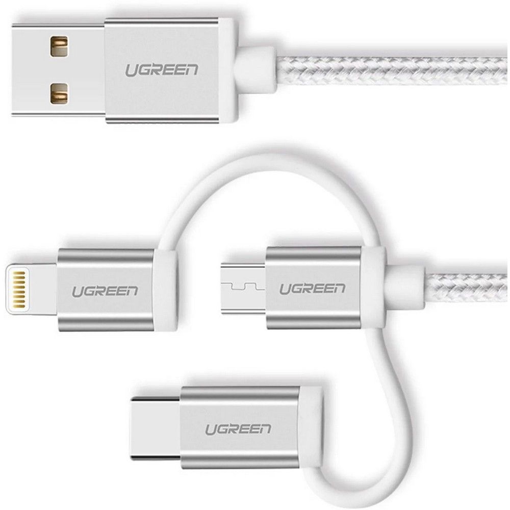 Переходник Ugreen 50203, USB 2.0, 3-в-1, 1.5м