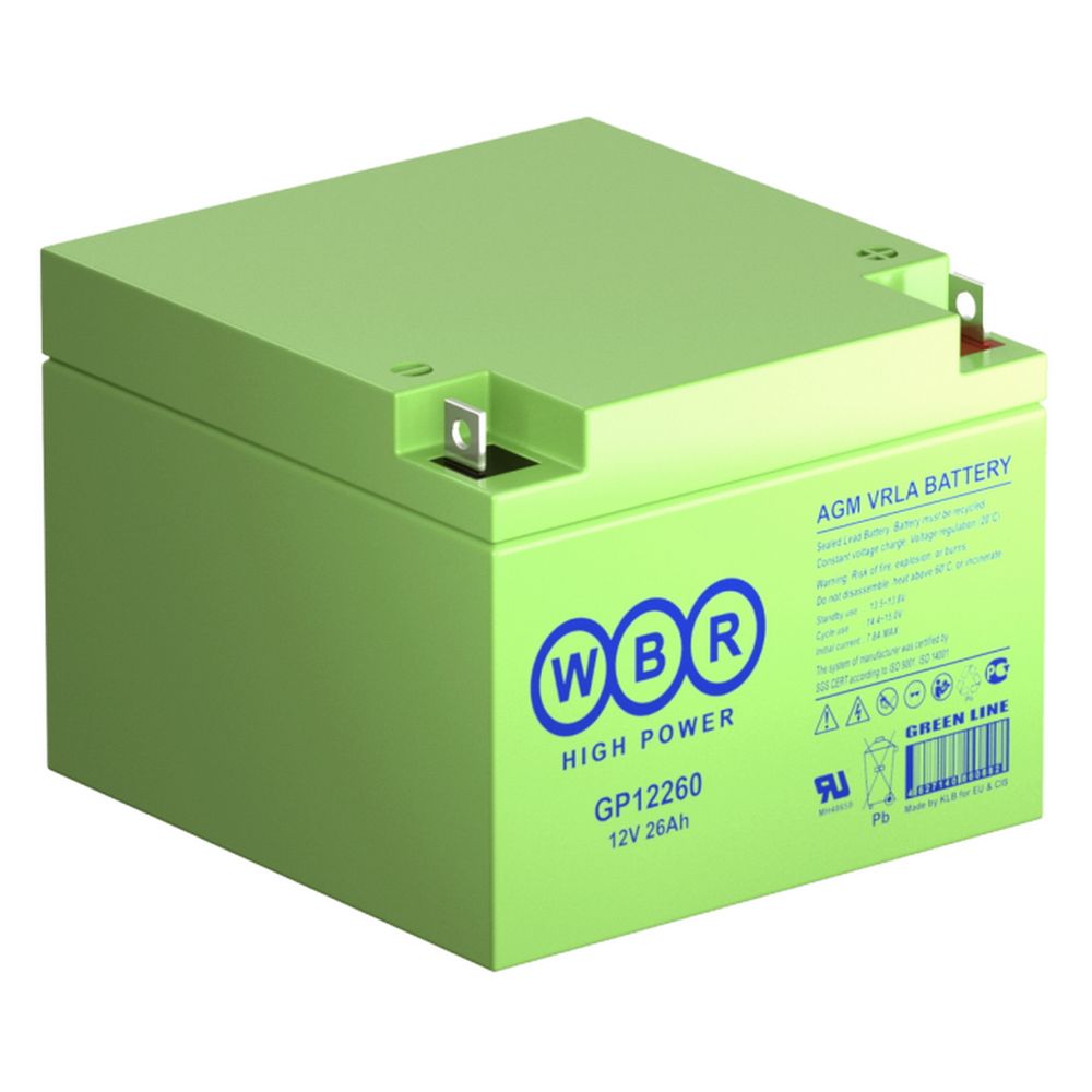 Аккумулятор WBR GP12260, 12 В / 26 А·ч, AGM, клеммы M5