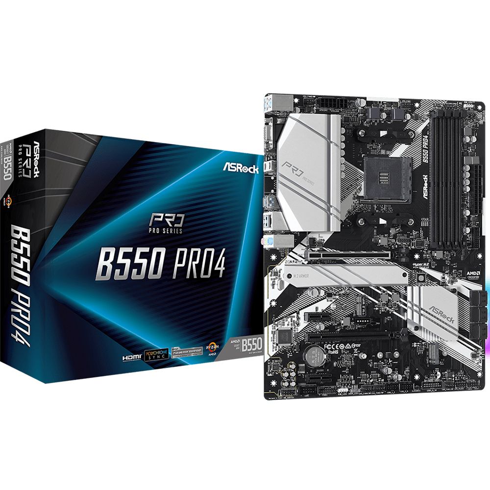 Материнская плата ASRock B550 PRO4, Socket AM4, B550, DDR4, ATX
