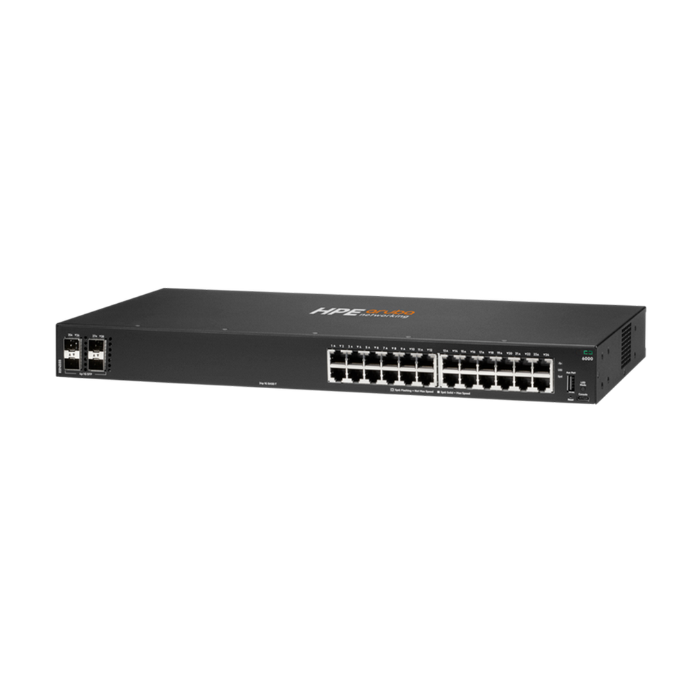 Коммутатор HPE Aruba Networking CX 6000 24G 4SFP, 24×1 Гбит/с, 4×SFP, L2, управляемый