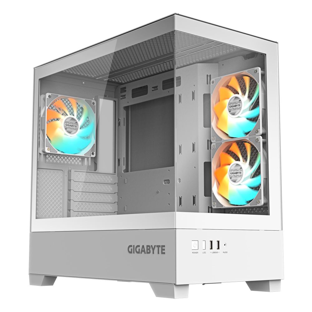 Корпус Gigabyte GB-C201PI (C201 Panoramic Ice), mATX, белый, без БП, закалённое стекло