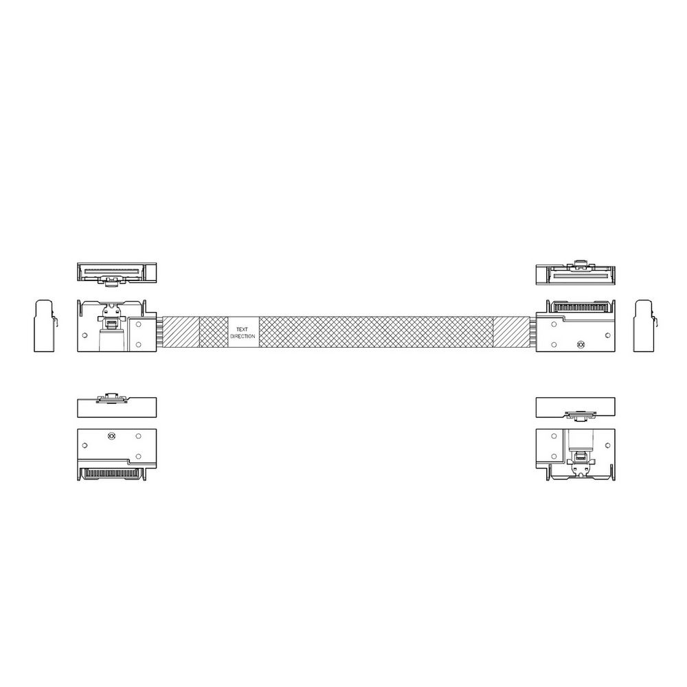 Кабель JPC P732EGB00800-1, MCIO x8 — MCIO x8, 0.8 м