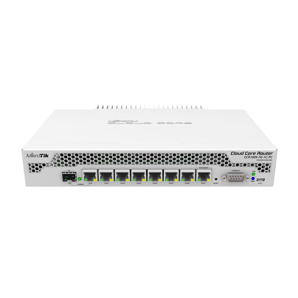 Маршрутизатор MIKROTIK CCR1009-7G-1C-PC, 7×1GbE + 1 Combo SFP/RJ-45, RouterOS L6