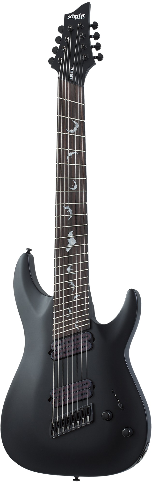 Электрогитара SCHECTER DAMIEN-8 MS SBK, 8 струн, мультимензур, Satin Black