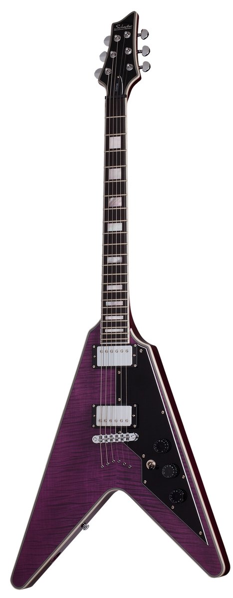Электрогитара SCHECTER V-1 CUSTOM TPUR, 6 струн, красное дерево/клён, 22 лада