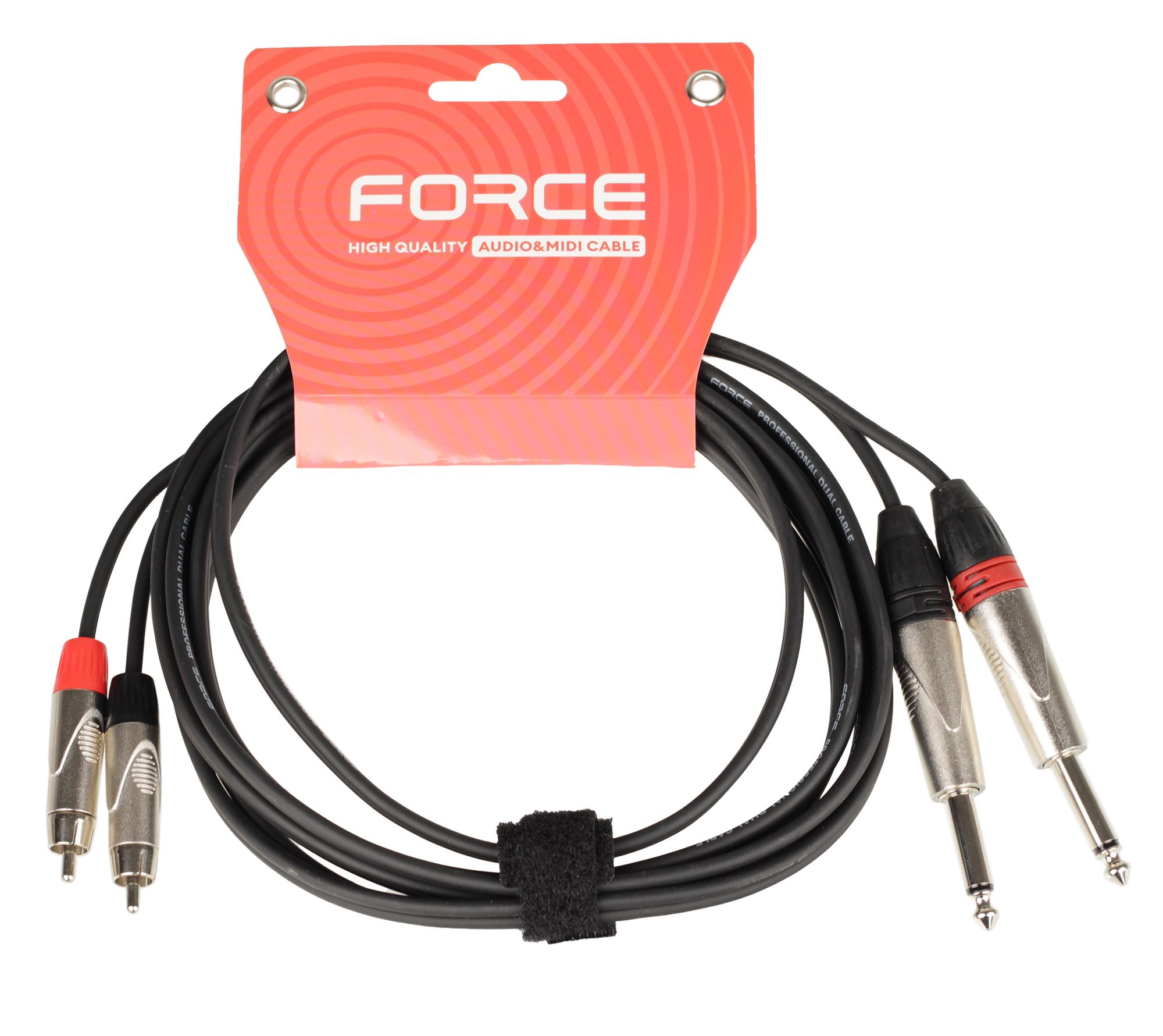 Кабель аудио FORCE FLC-37/3, 2×1/4" TS Jack (M) — 2×RCA (M), стерео, 3 м